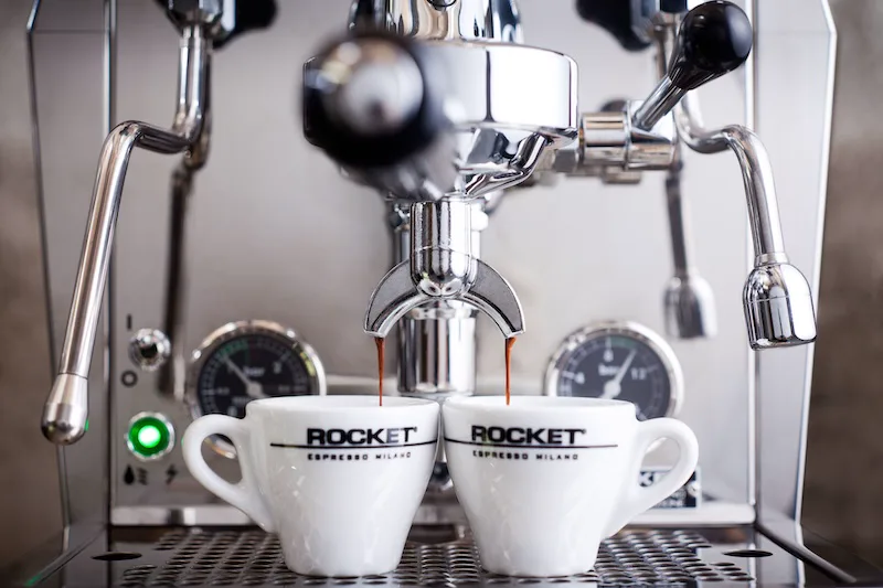 Rocket espresso machine pulling a double shot